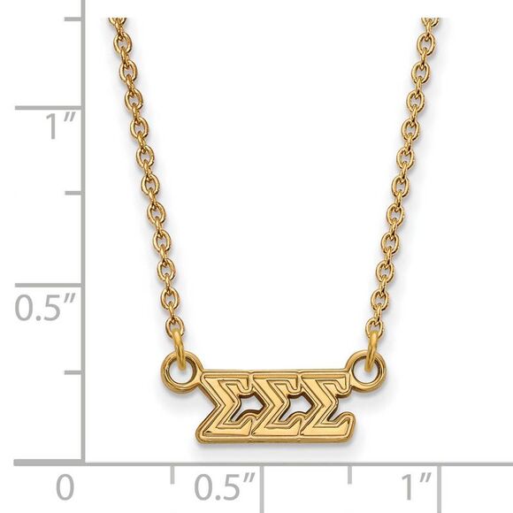 14K Plated Silver Sigma Sigma Sigma XS (Tiny) Greek Letters Necklace - Picture 2 of 4
